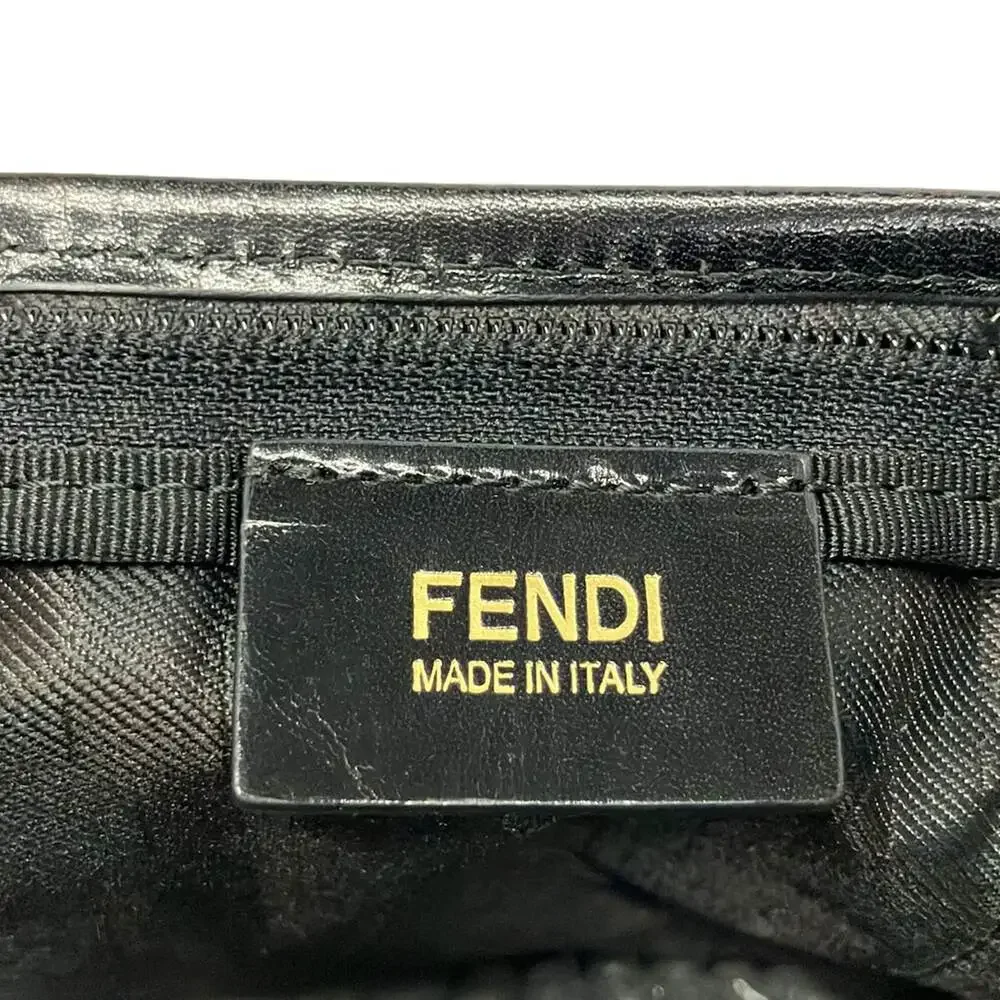 Fendi Zucca Handbag 7VA240 Dark Brown Black Nylon Leather